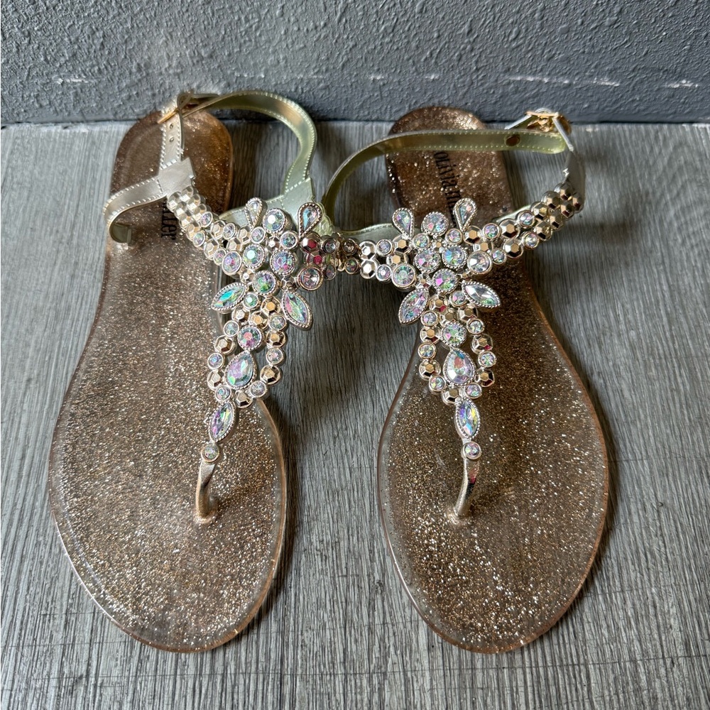 Olivia Miller Glittery Gold Embellished Flats